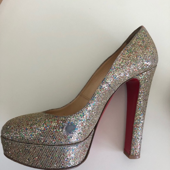 Christian Louboutin Gold Glitter Bibi 140 Pump - Picture 3 of 8